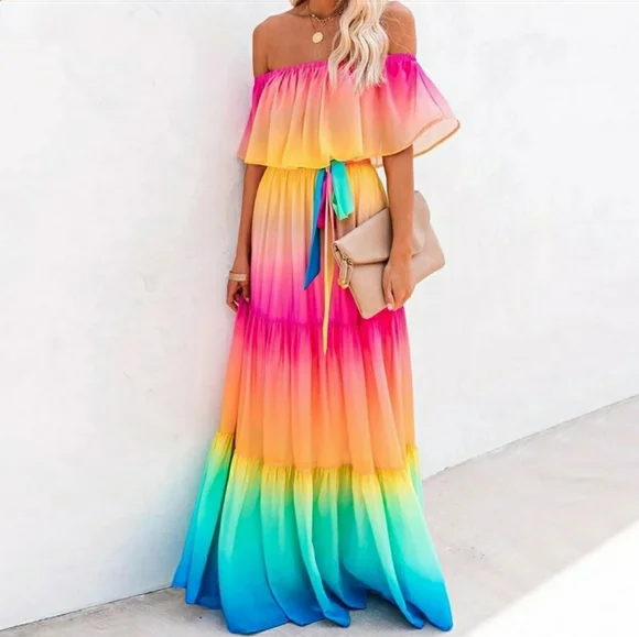 Rainbow Maxi Summer Dress - Picture 1 of 3
